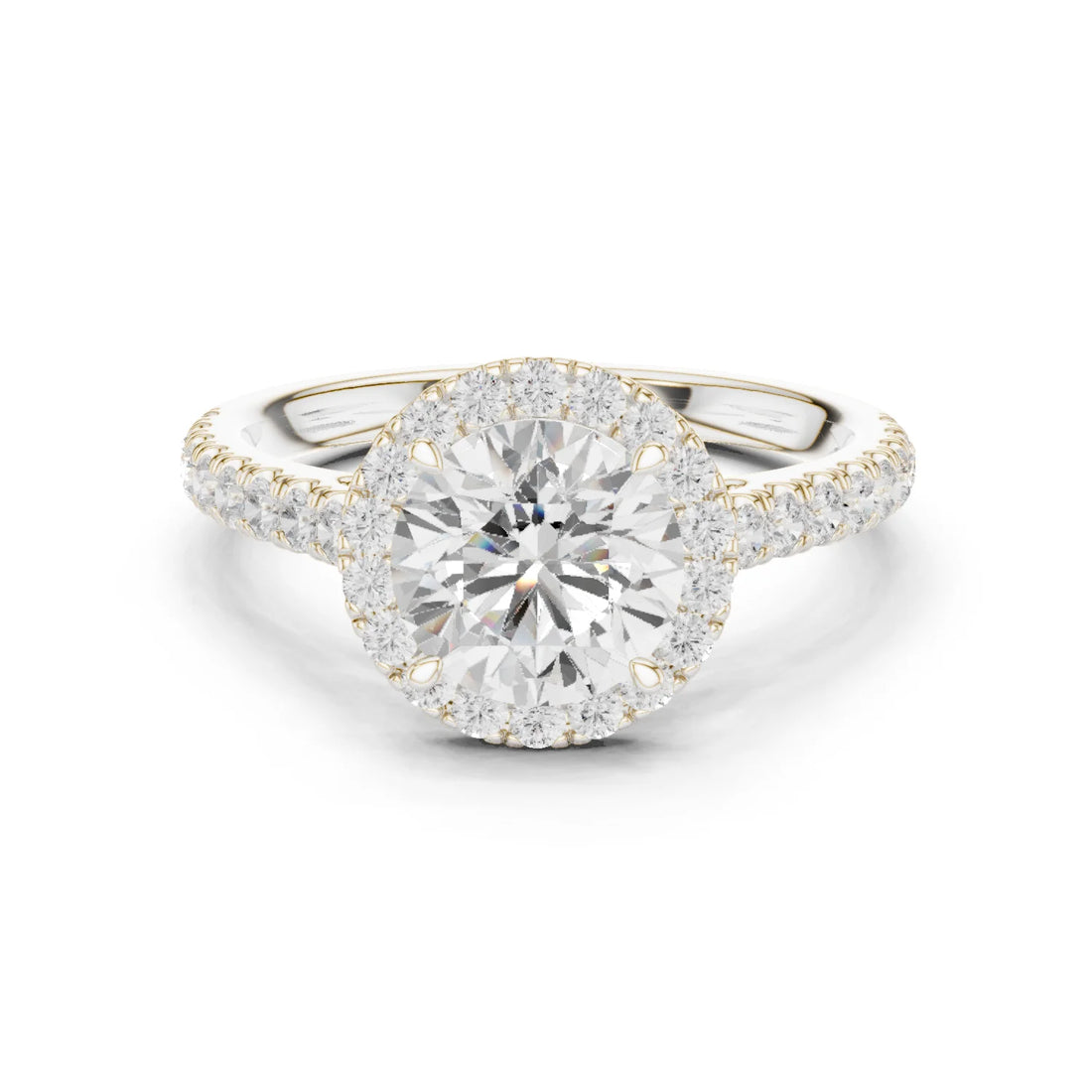 Round Shape Diamond Halo Engagement Ring