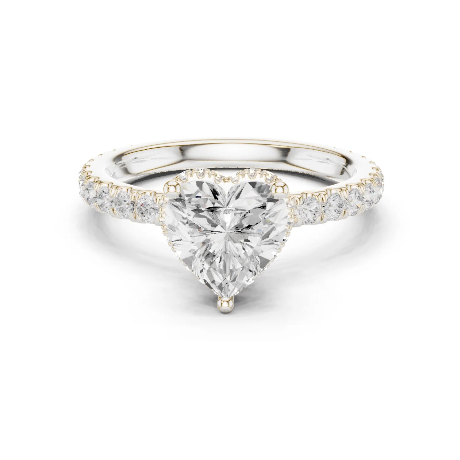 Heart Cut Diamond Double Halo Pave Engagement Ring
