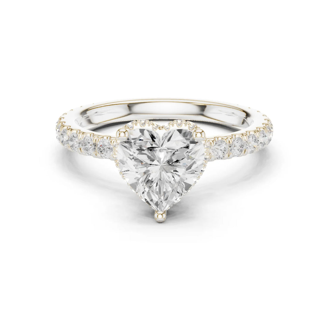 Heart Cut Diamond Double Halo Pave Engagement Ring