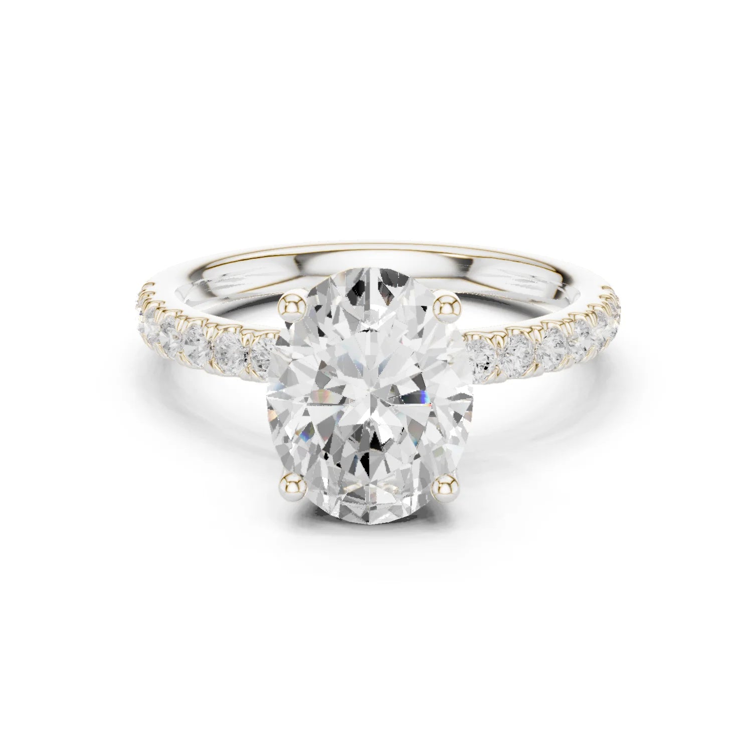Oval Diamond Engagement Ring With Pave Band