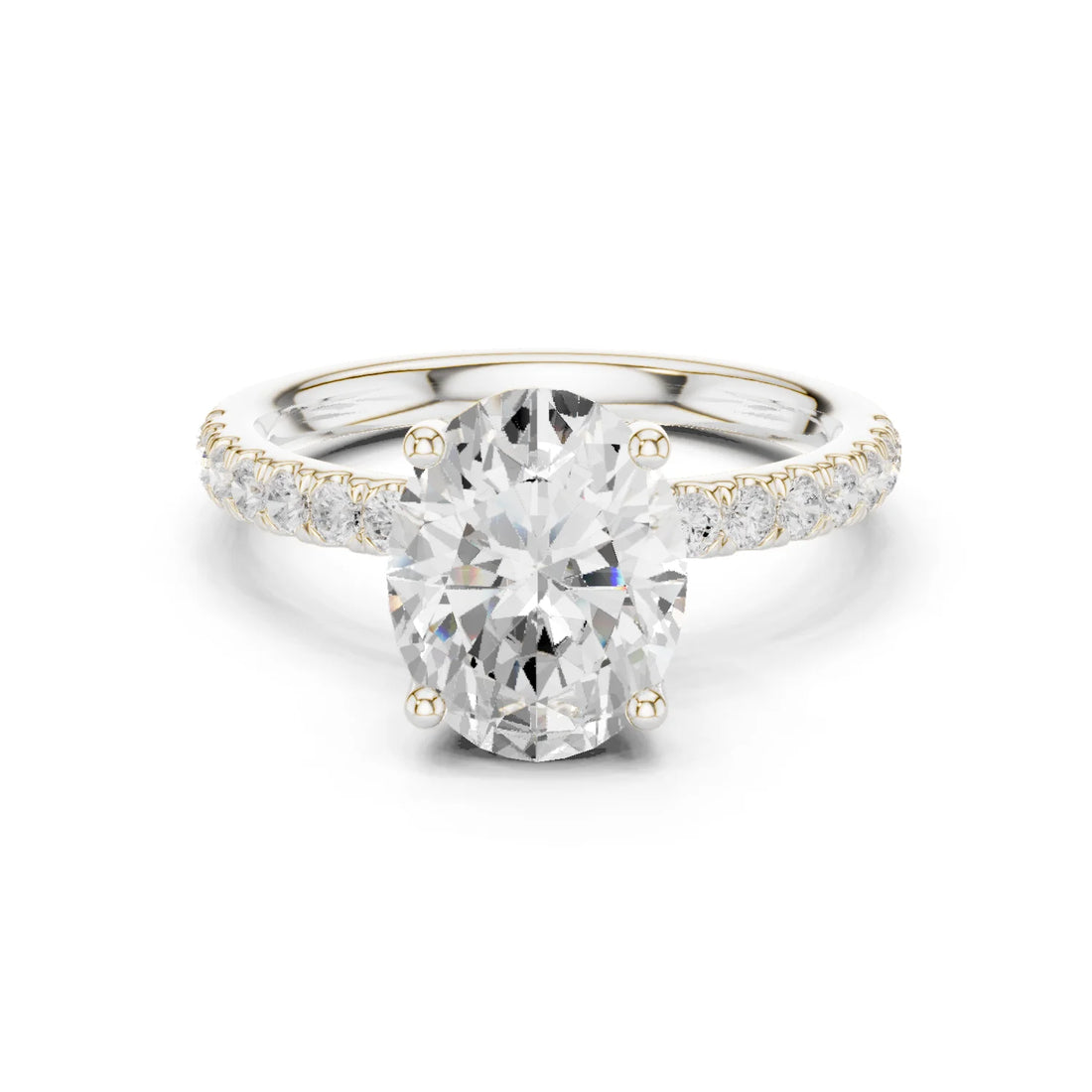 Oval Diamond Engagement Ring With Pave Band