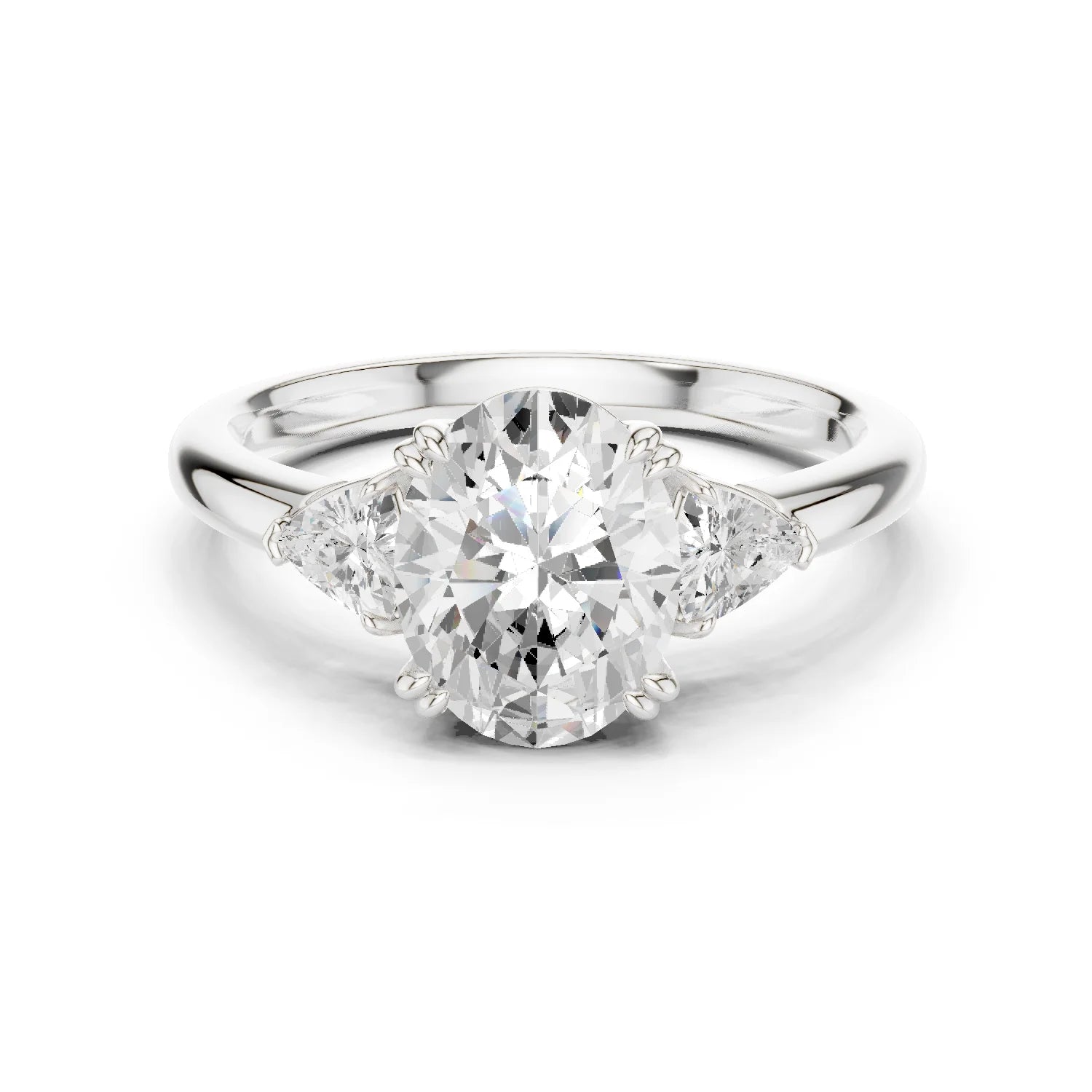 Trillion Side Diamond Oval Shape Engagement Ring