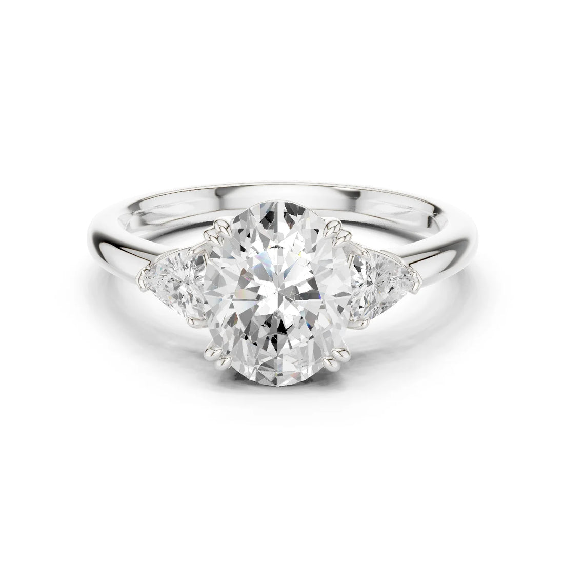 Trillion Side Diamond Oval Shape Engagement Ring