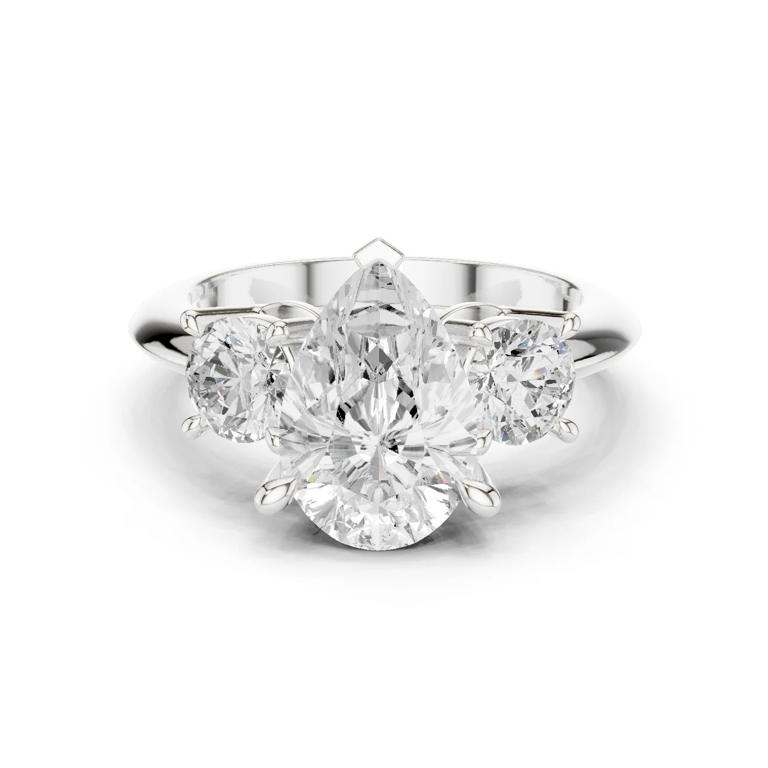 Pear Cut Diamond Three-Stone Engagement Ring