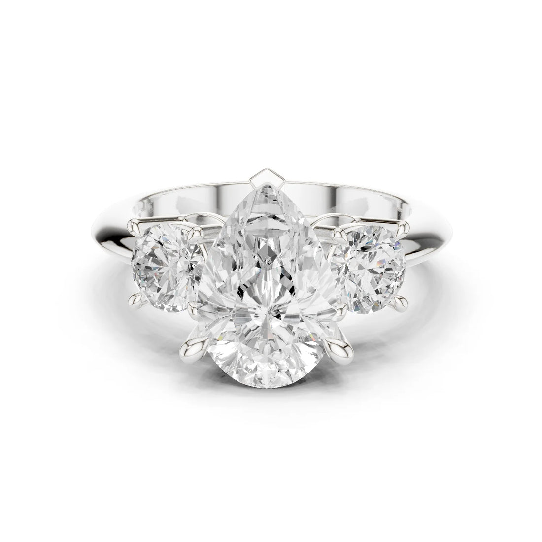 Pear Cut Diamond Three-Stone Engagement Ring