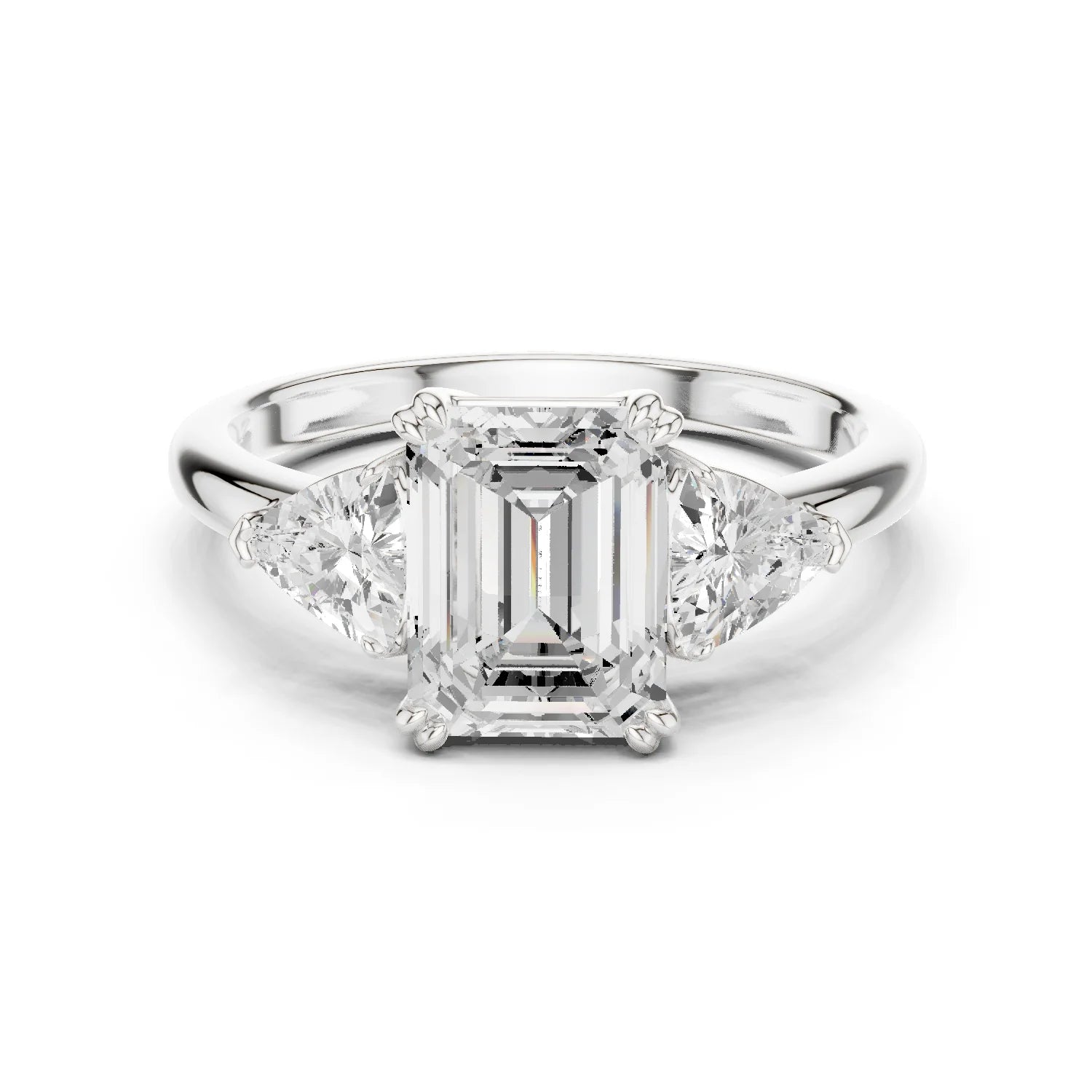 Emerald Cut Diamond Three Stone Engagement Ring
