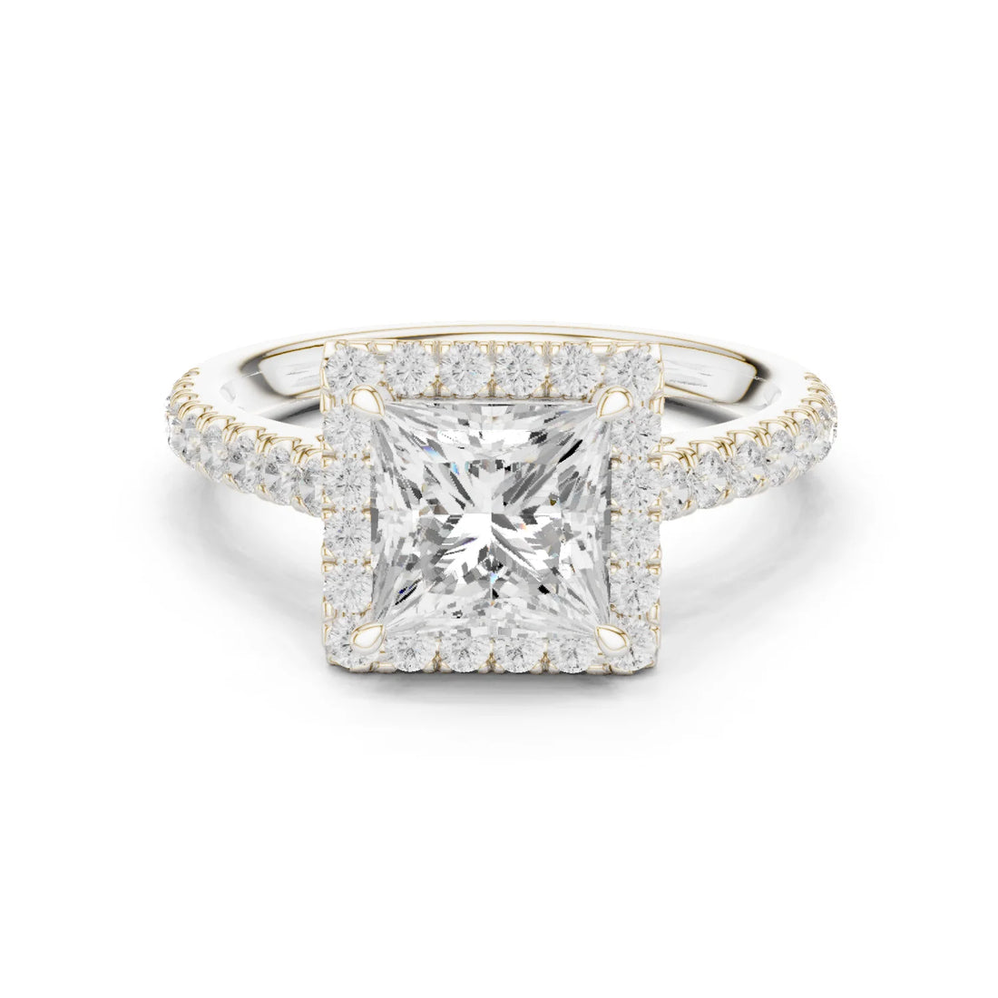 Princess Shape Diamond Halo Engagement Ring