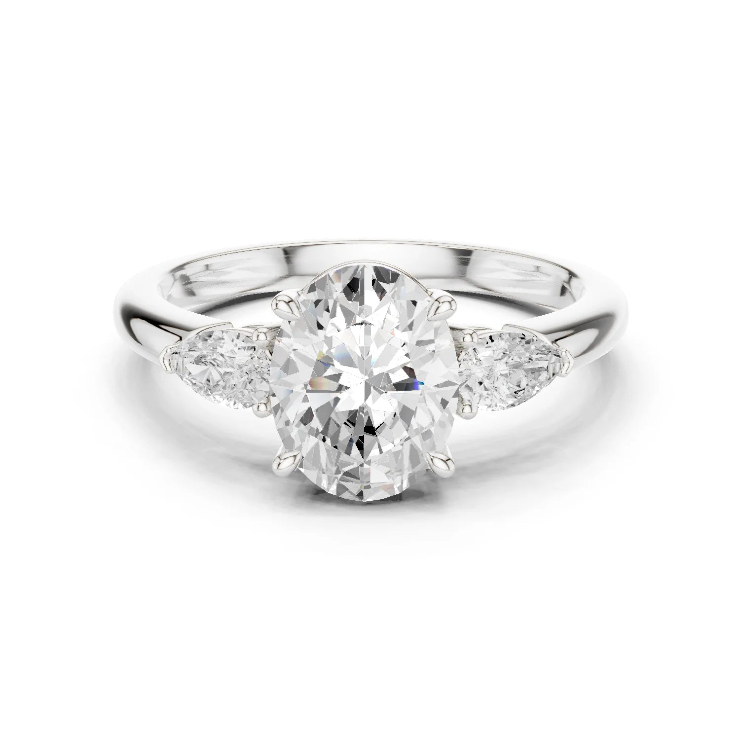 Oval Cut Diamond Three-Stone Engagement Ring