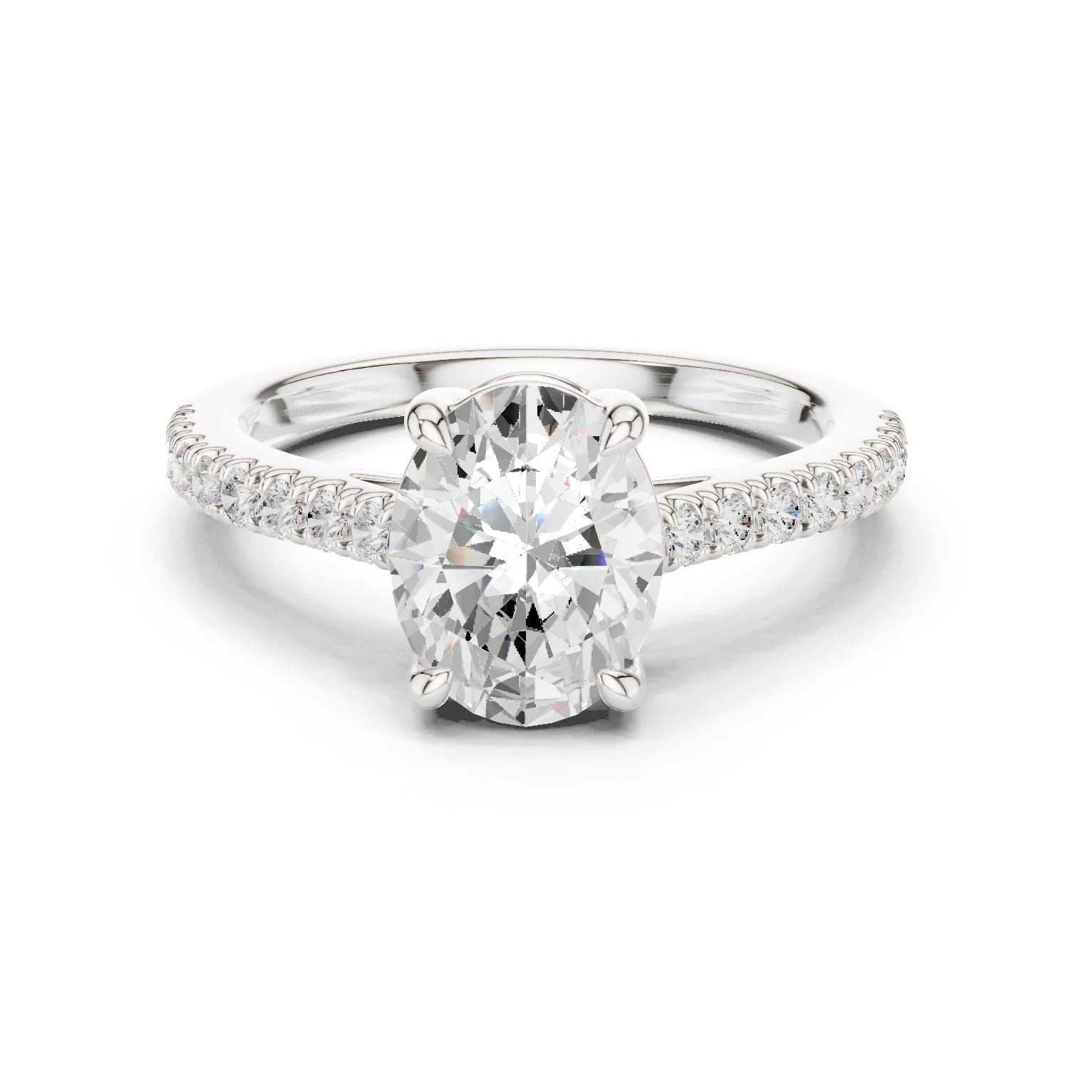 Oval Cut Diamond Pave Band Engagement Ring