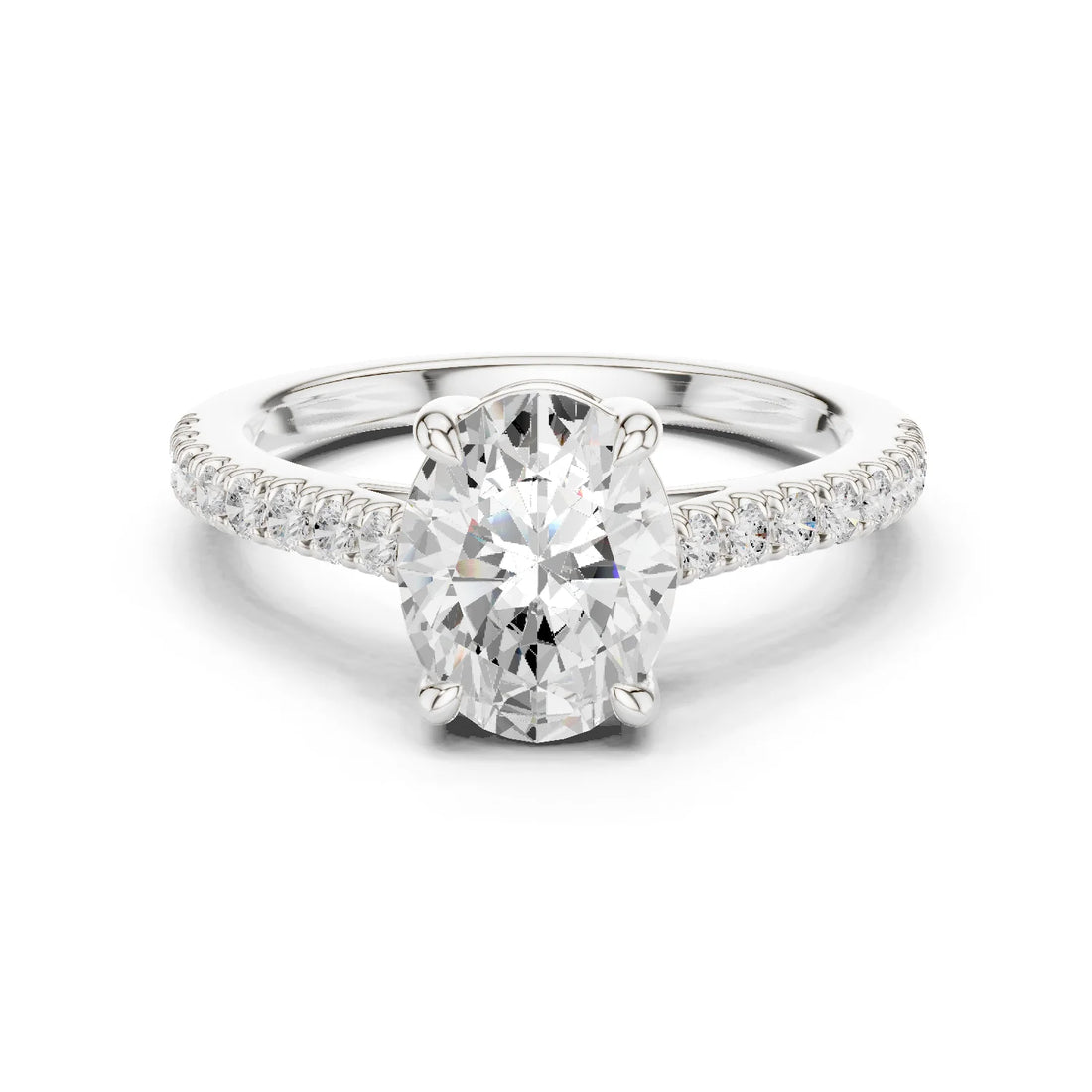 Oval Cut Diamond Pave Band Engagement Ring