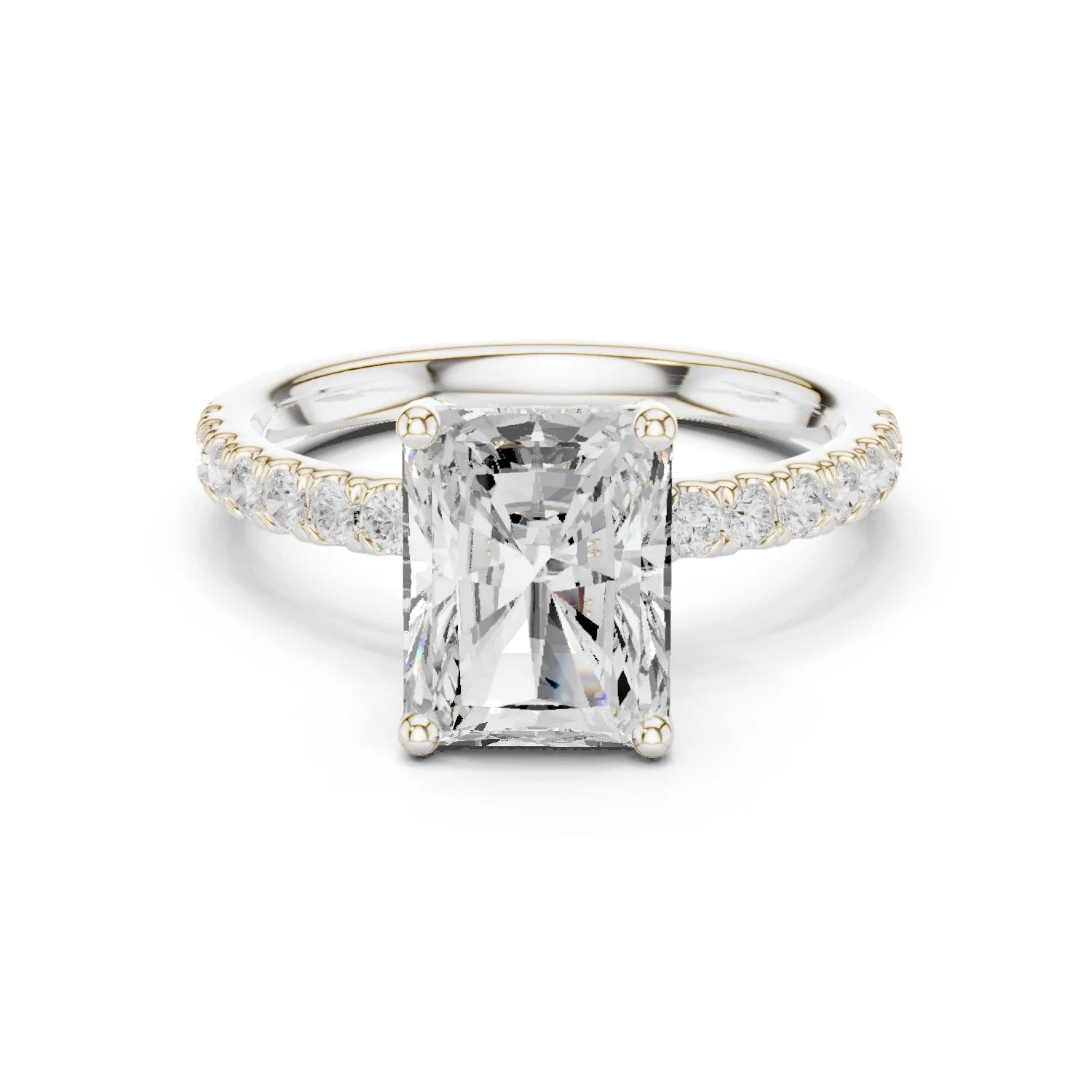 Radiant Diamond Engagement Ring With Pave Band