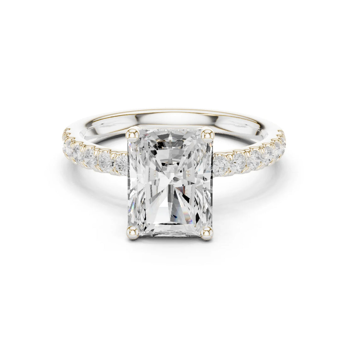 Radiant Diamond Engagement Ring With Pave Band
