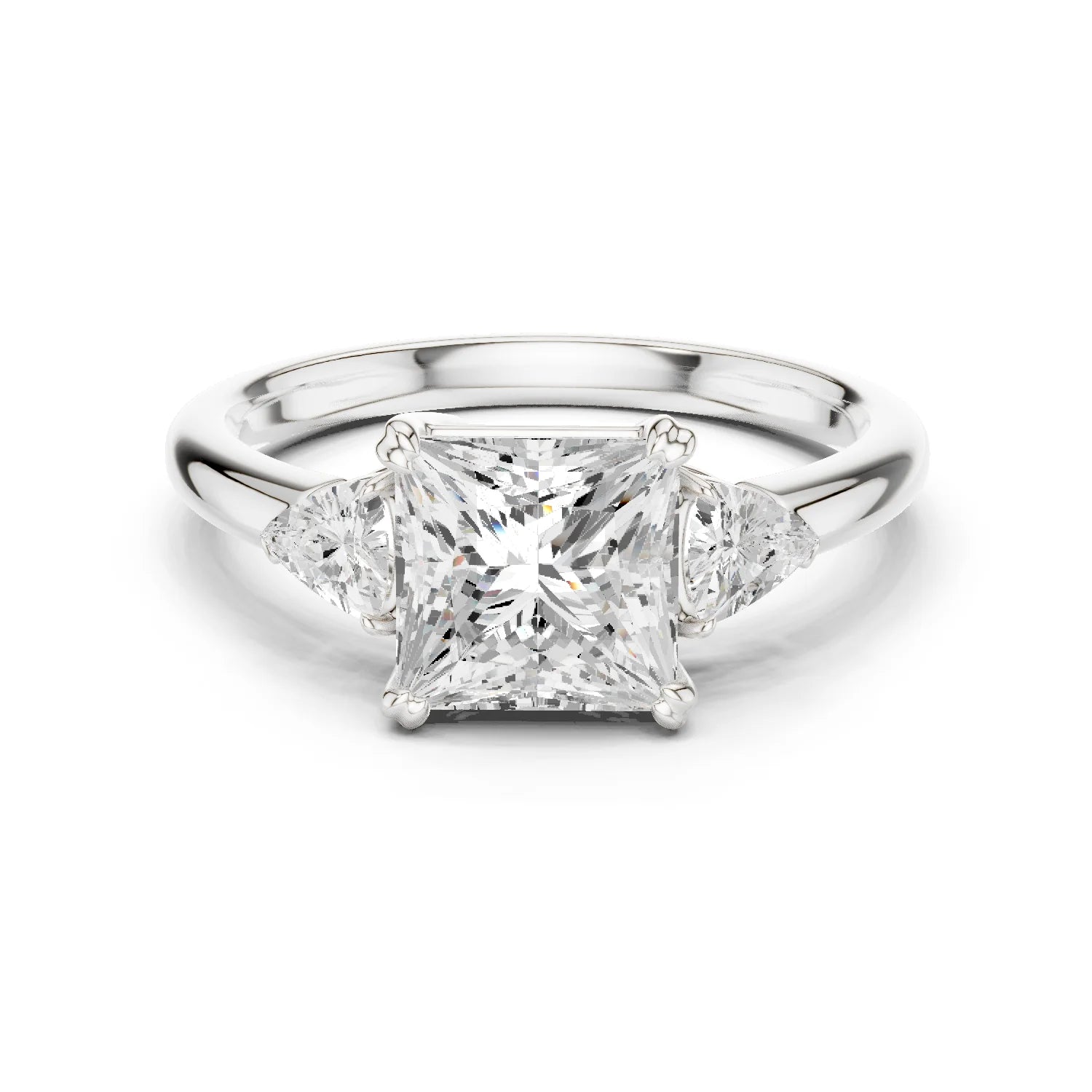 Trillion Side Diamond Princess Shape Engagement Ring