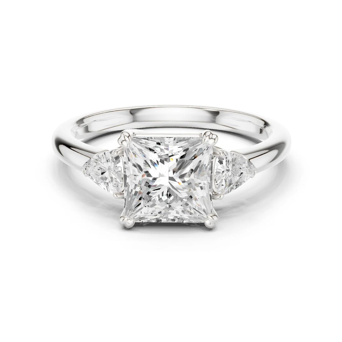 Trillion Side Diamond Princess Shape Engagement Ring
