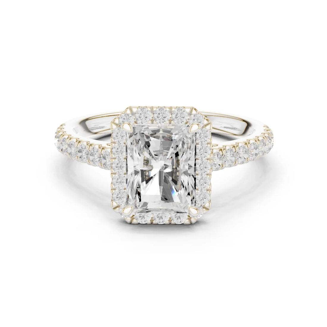 Radiant Shape Diamond Halo Engagement Ring