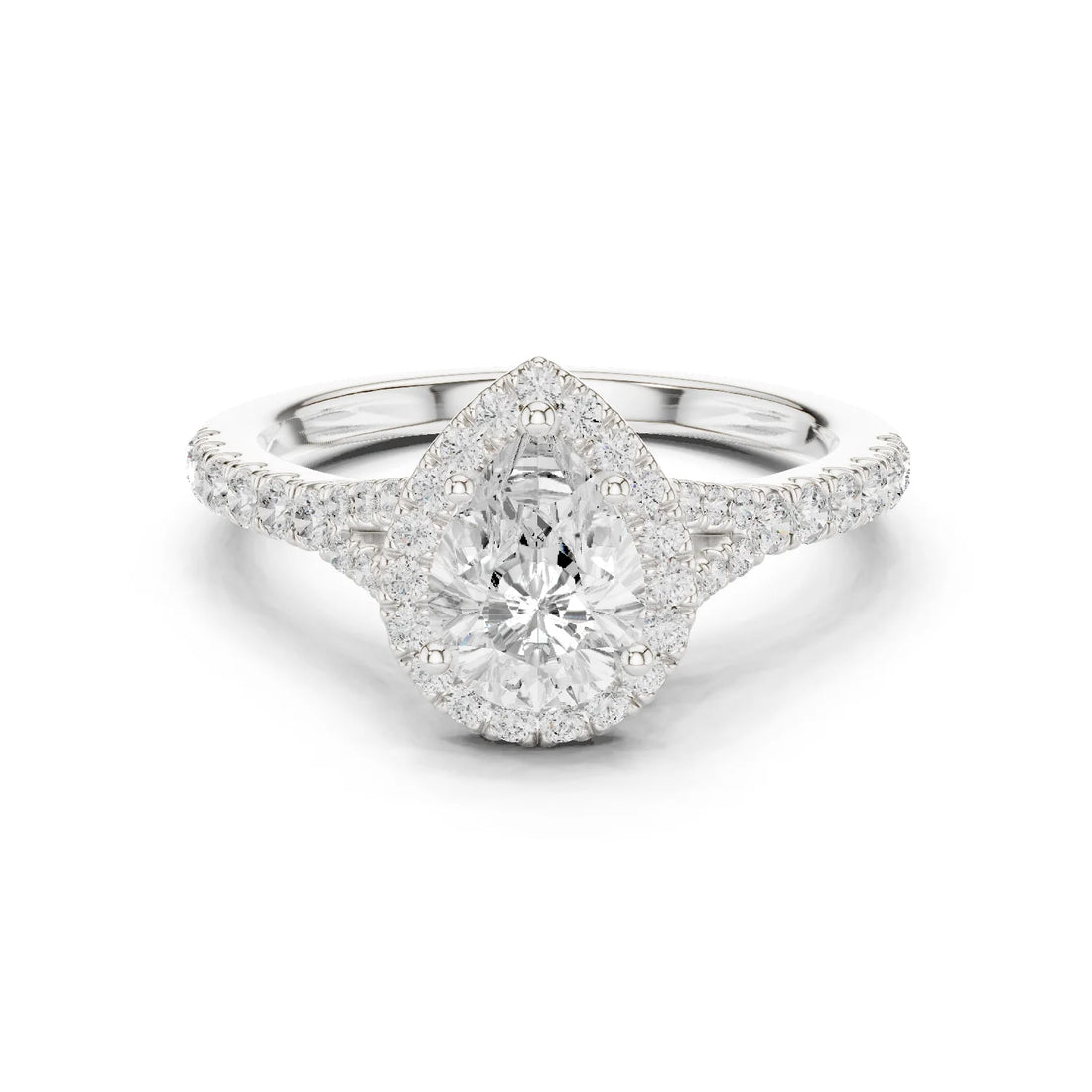 Pear Cut Diamond Halo Engagement Ring