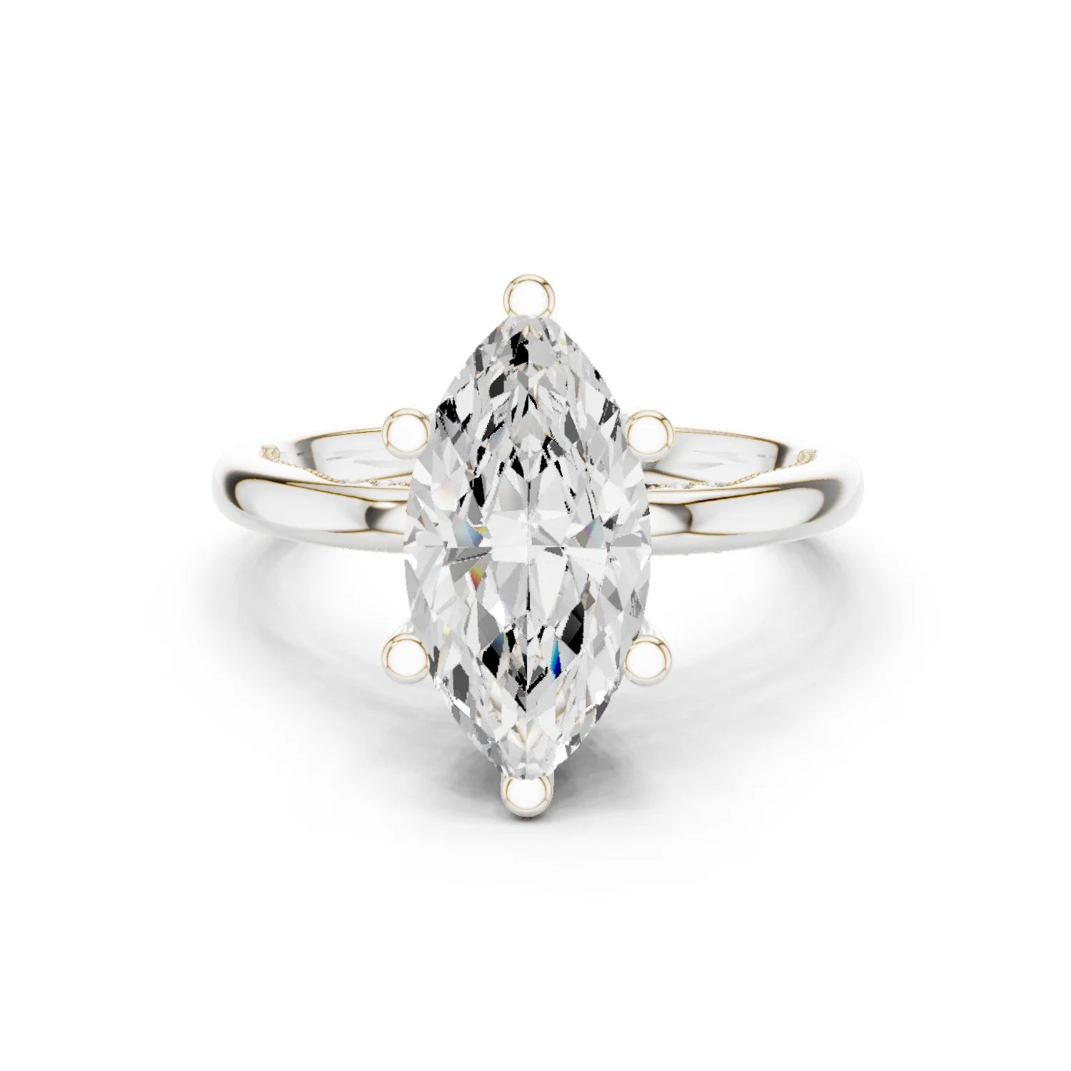 Hidden Halo Marquise Cut Diamond Engagement Ring