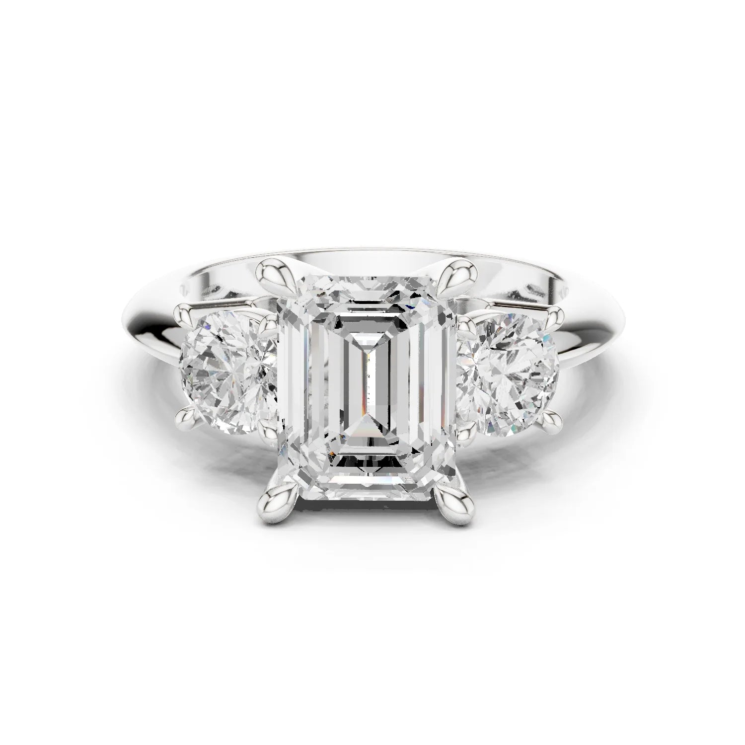 Emerald Cut Diamond Three-Stone Engagement Ring