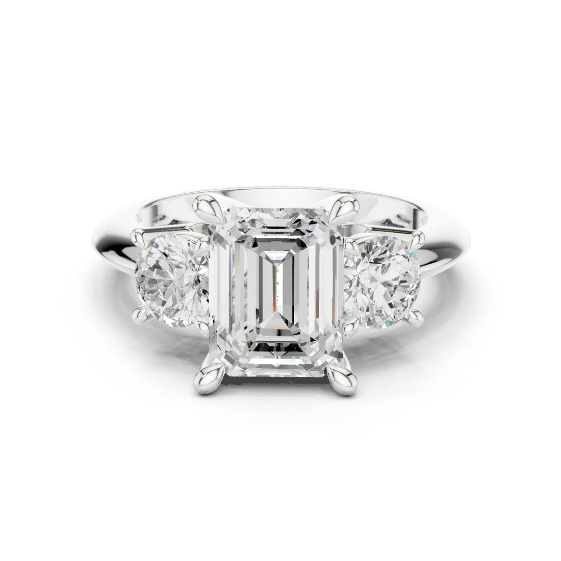 Emerald Cut Diamond Three-Stone Engagement Ring