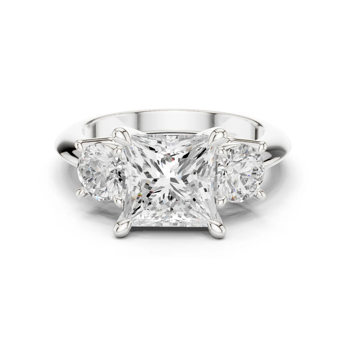 Princess Cut Diamond Three-Stone Engagement Ring