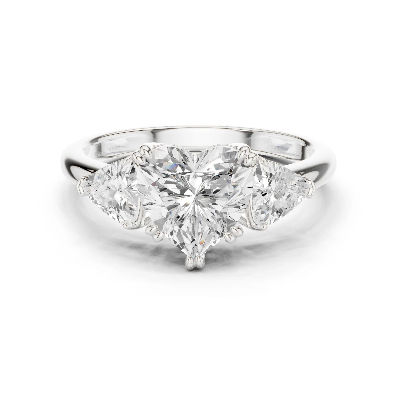 Heart Cut Diamond Three Stone Engagement Ring