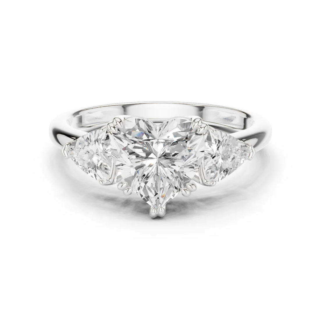 Heart Cut Diamond Three Stone Engagement Ring