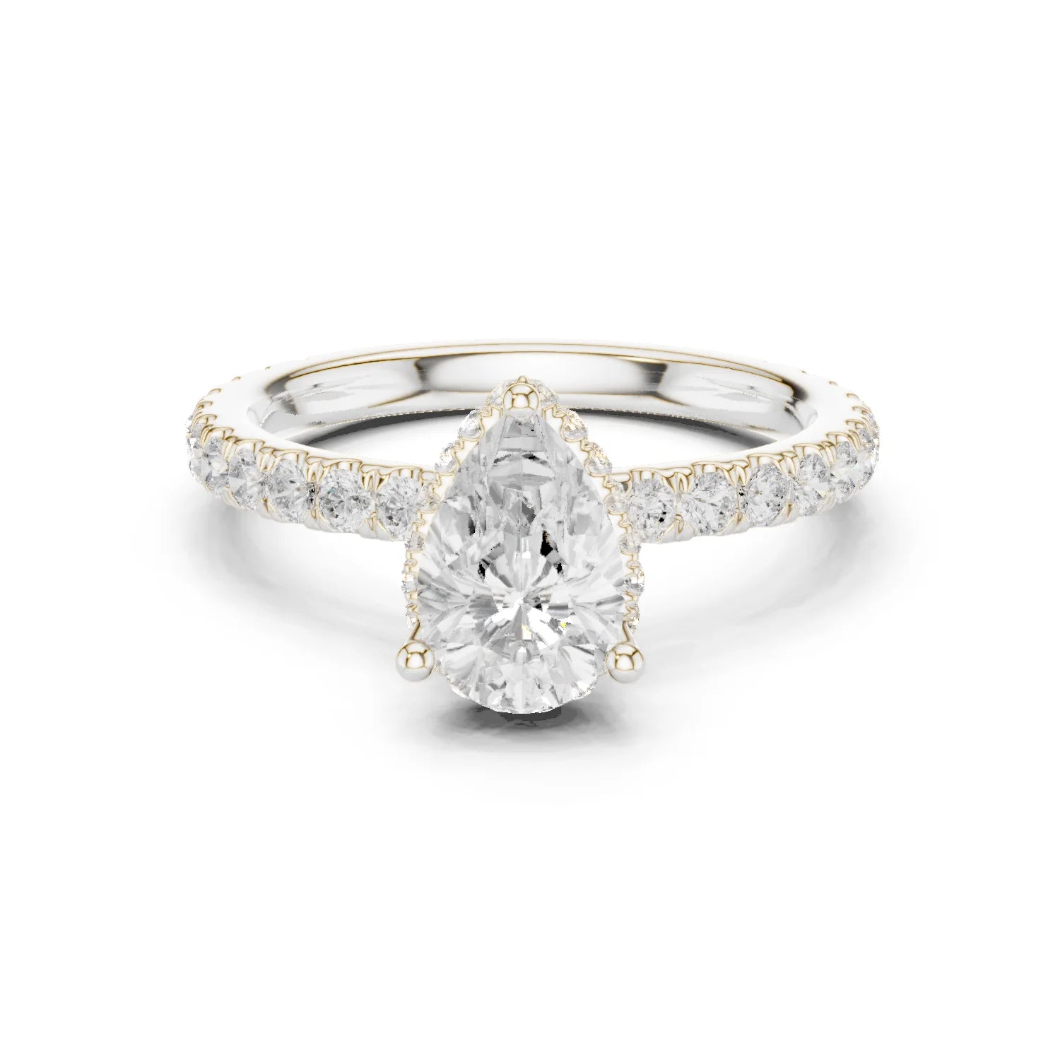 Pear Cut Diamond Double Halo Pave Engagement Ring