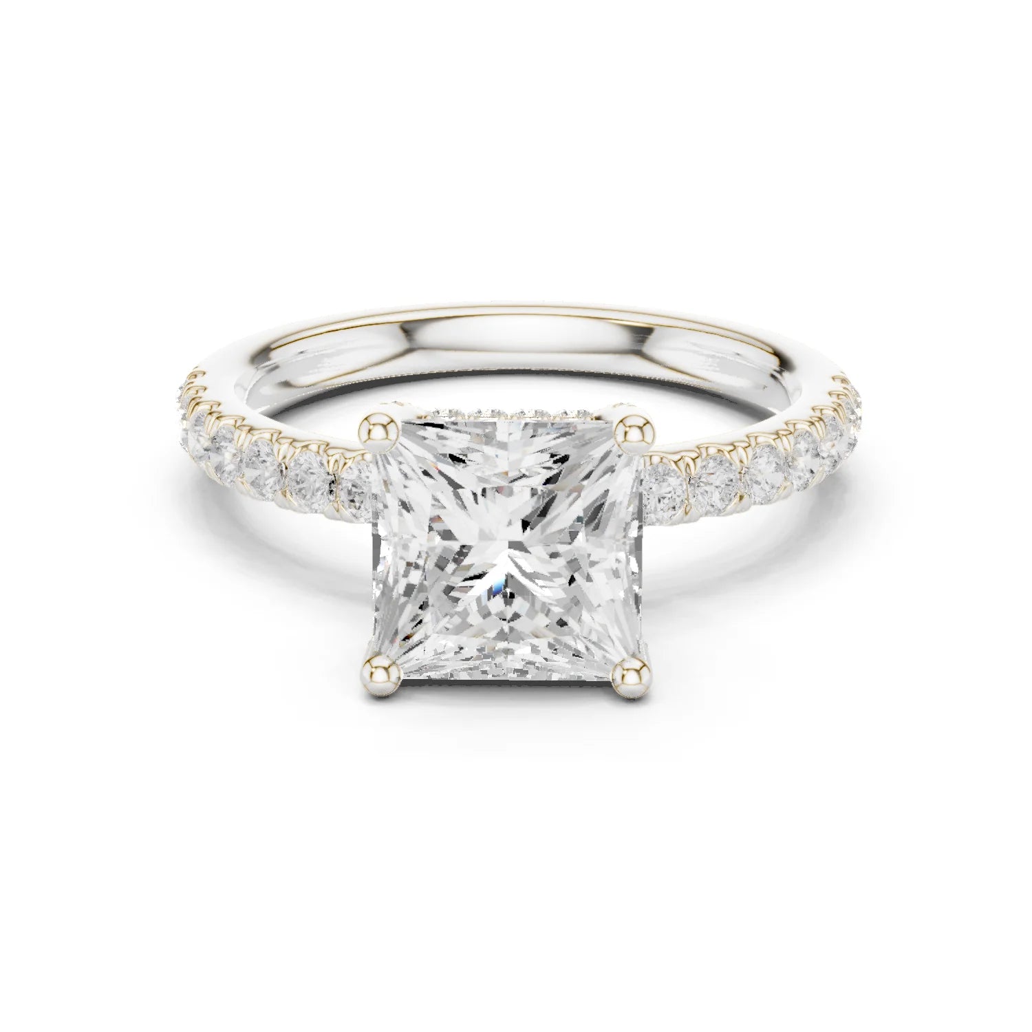 Princess Diamond Engagement Ring With Pave Band