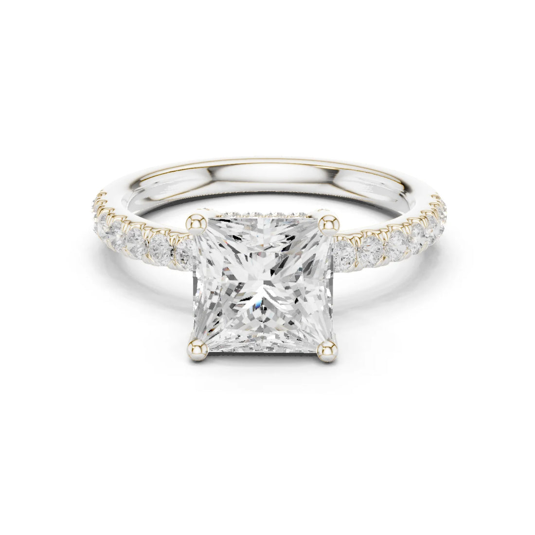 Princess Diamond Engagement Ring With Pave Band