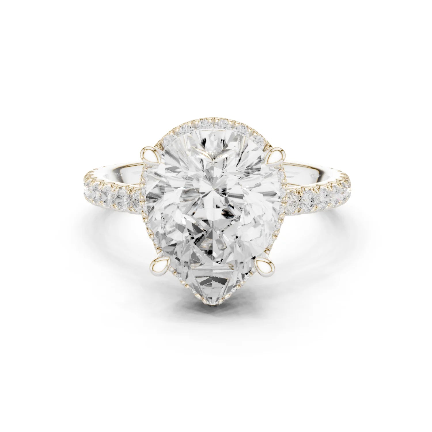 Pear Diamond Hidden Halo Engagement Ring