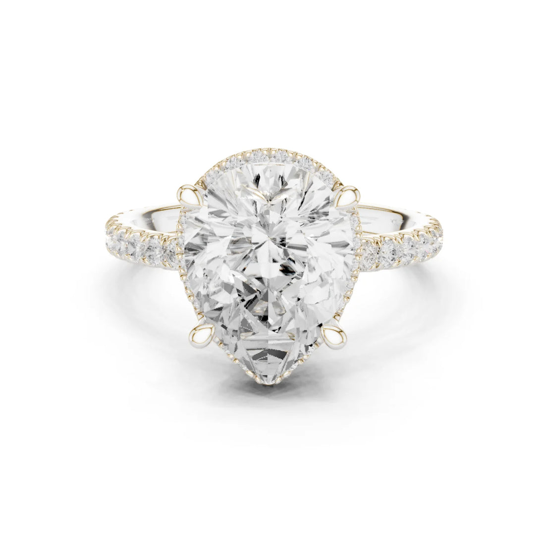 Pear Diamond Hidden Halo Engagement Ring