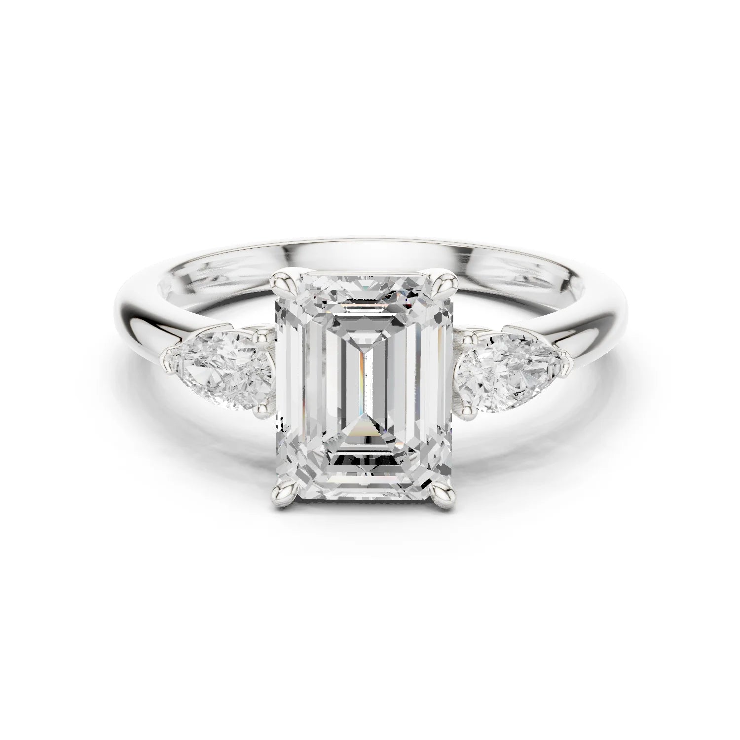 Emerald Cut Diamond Three-Stone Engagement Ring