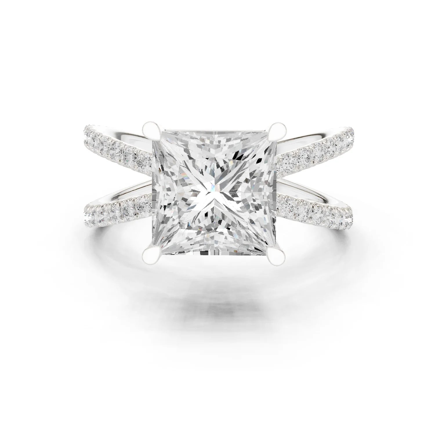 Princess Cut Diamond Split Shank Engagement Ring