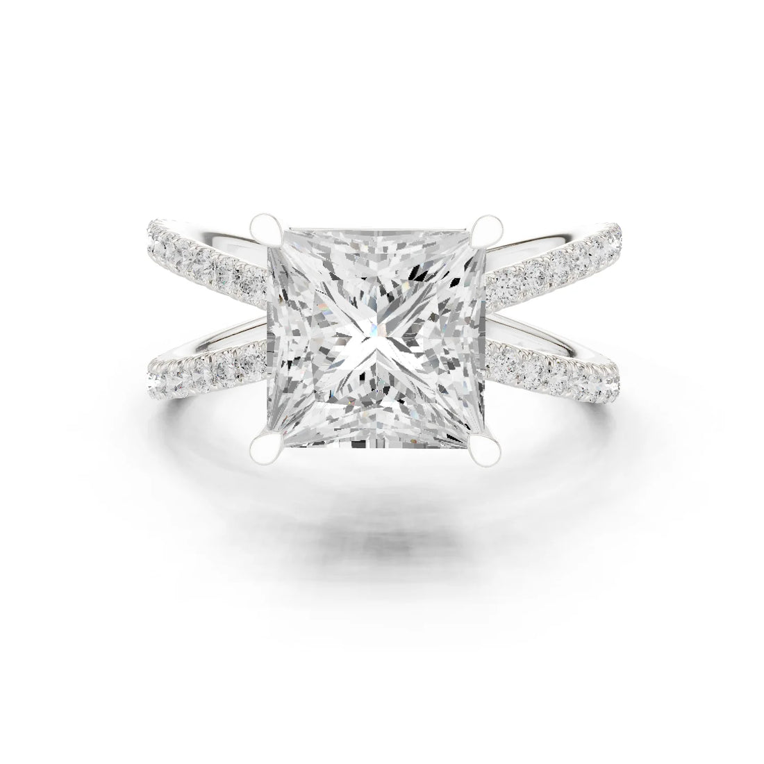 Princess Cut Diamond Split Shank Engagement Ring