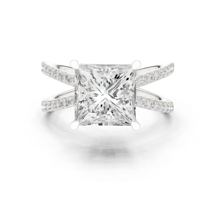 Princess Cut Diamond Split Shank Engagement Ring