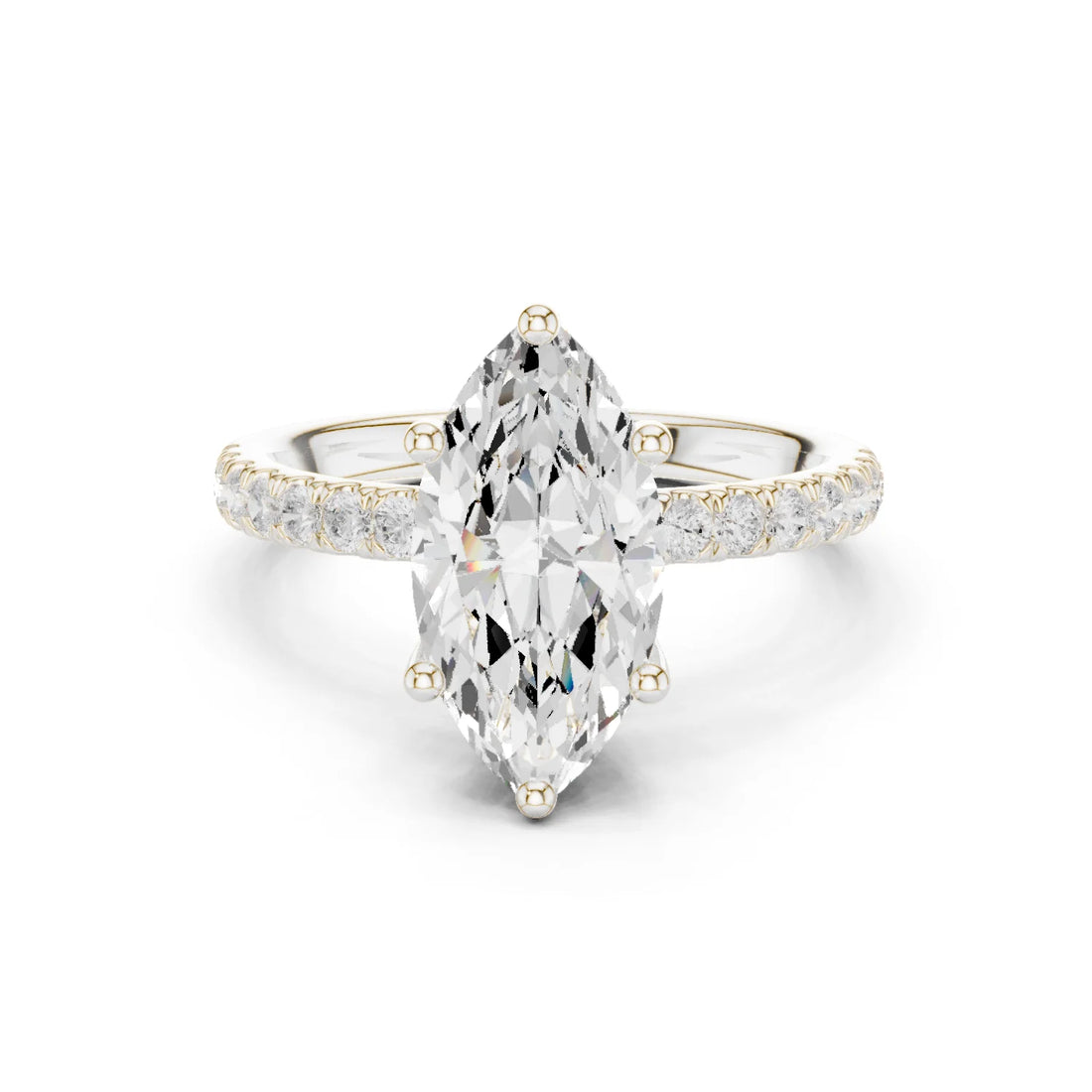Marquise Diamond Engagement Ring With Pave Band
