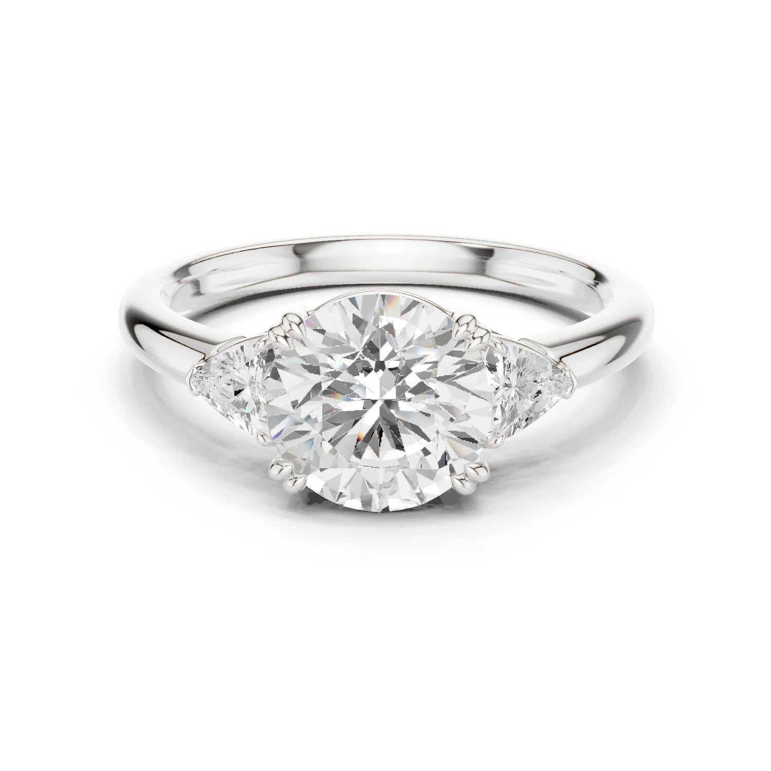Trillion Side Diamond Round Shape Engagement Ring