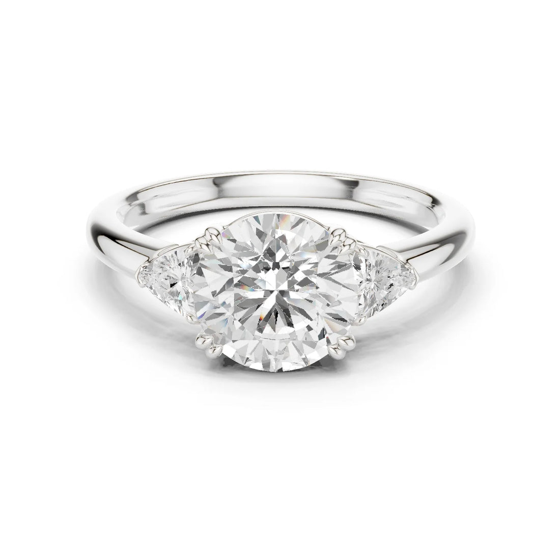Trillion Side Diamond Round Shape Engagement Ring
