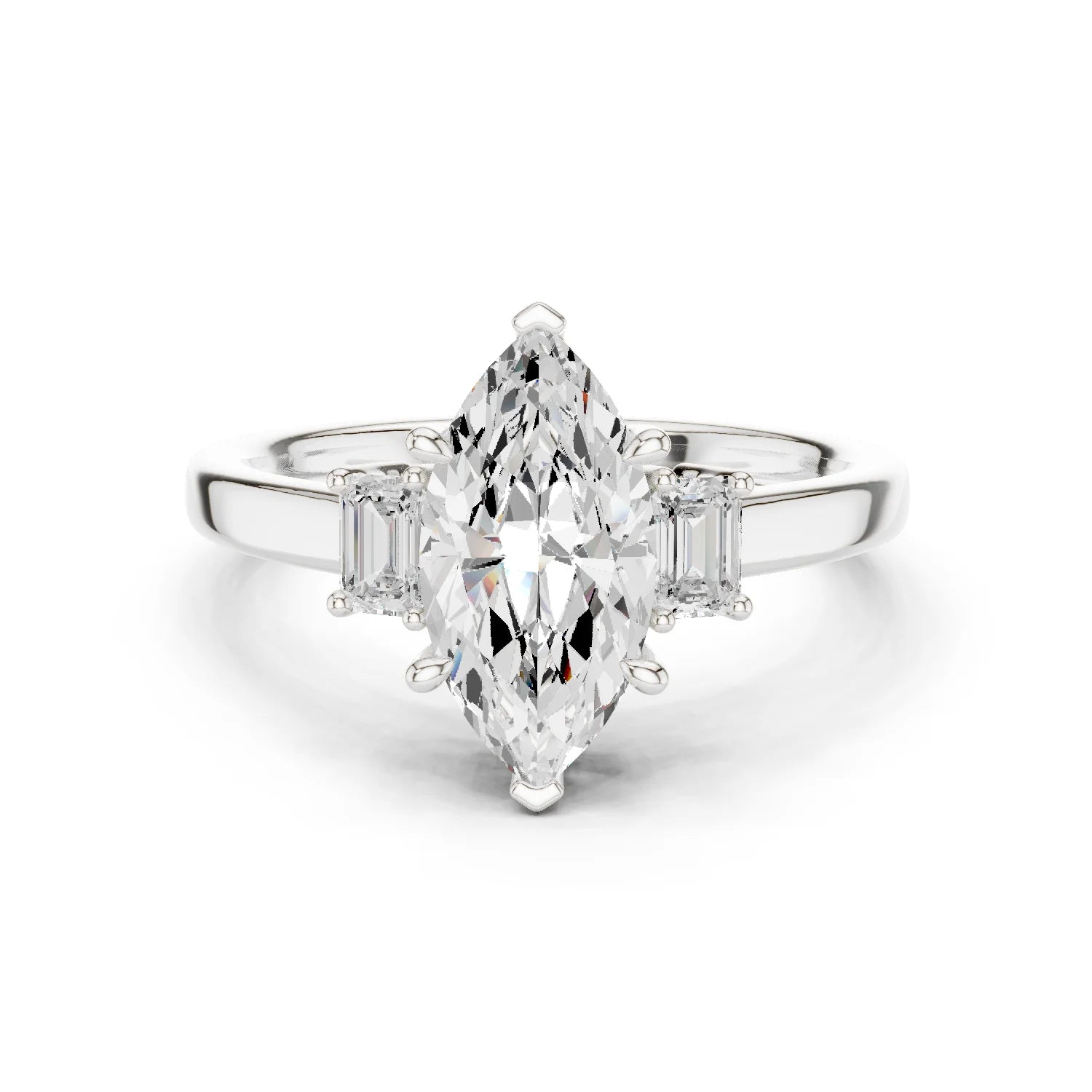 Marquise Cut Diamond Three-Stone Engagement Ring