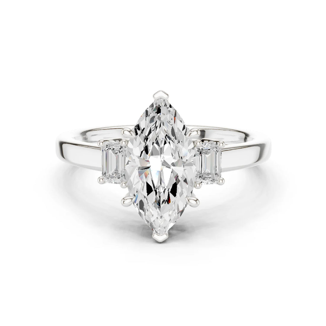 Marquise Cut Diamond Three-Stone Engagement Ring
