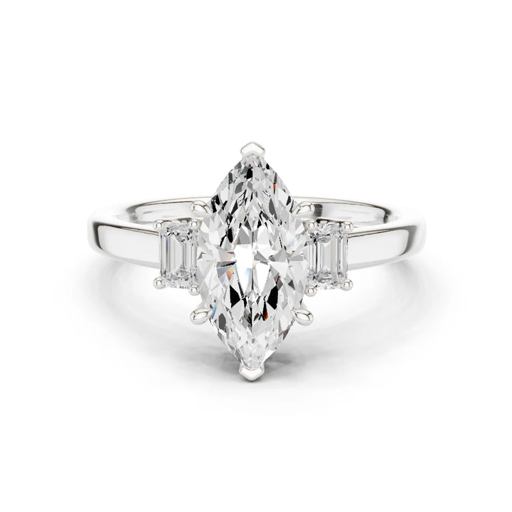 Marquise Cut Diamond Three-Stone Engagement Ring
