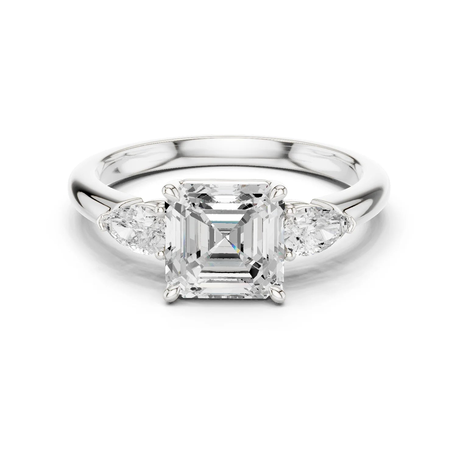 Asscher Cut Diamond Three-Stone Engagement Ring