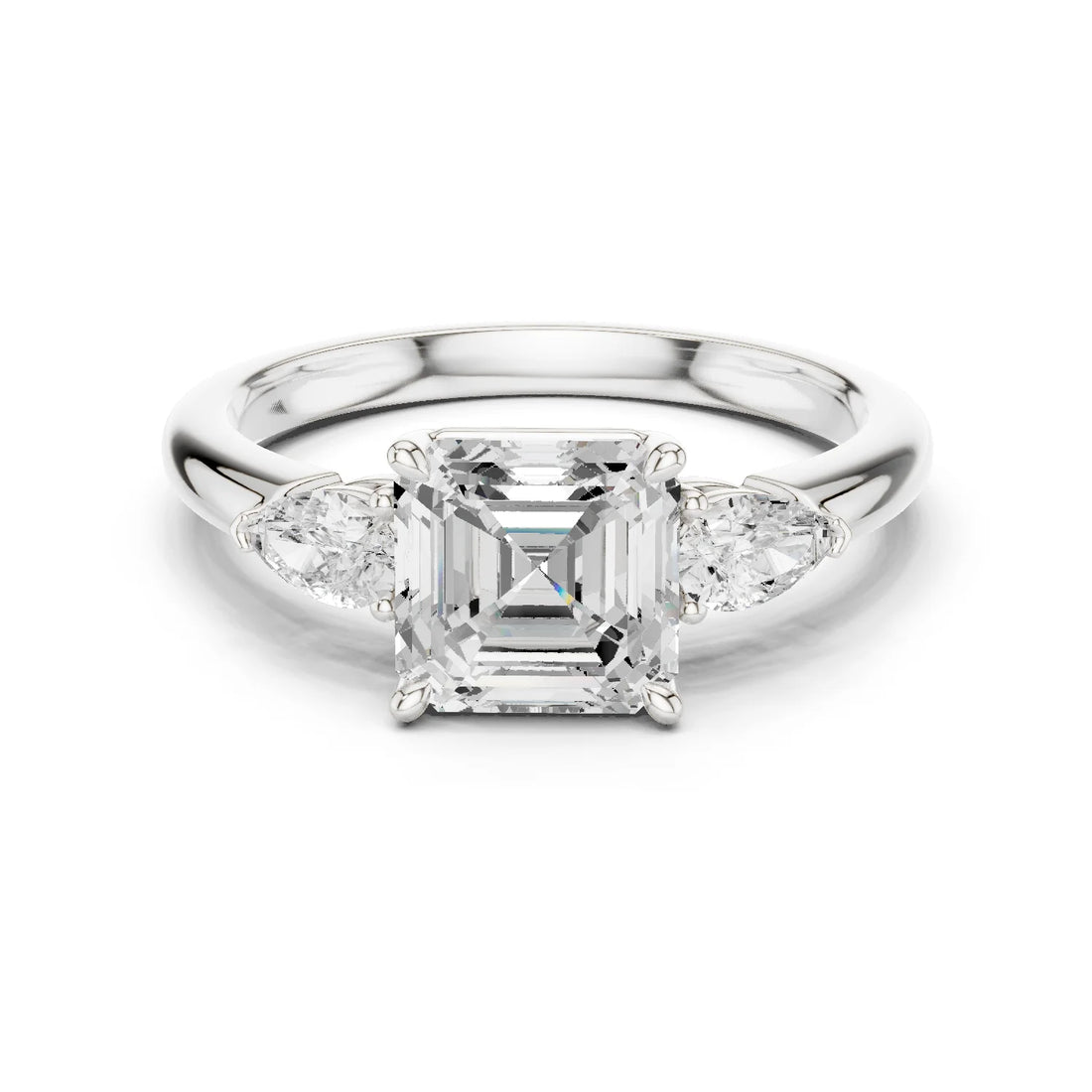 Asscher Cut Diamond Three-Stone Engagement Ring