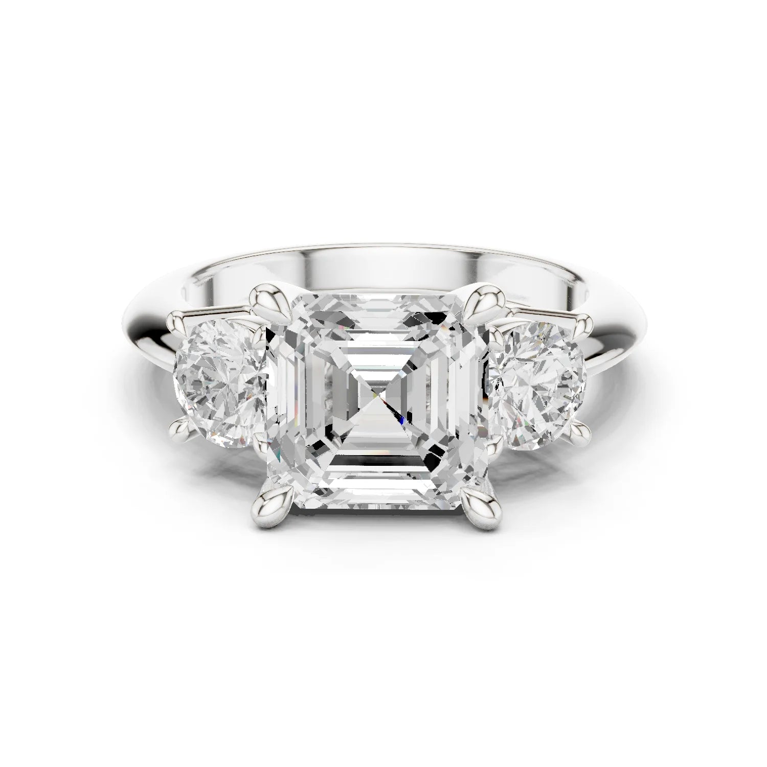 Asscher Cut Diamond Three-Stone Engagement Ring