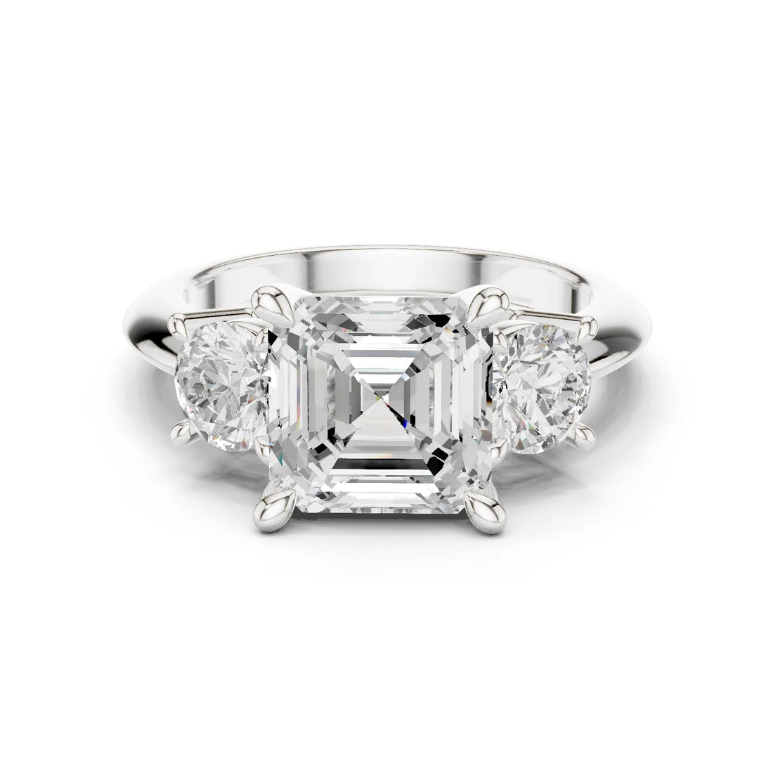 Asscher Cut Diamond Three-Stone Engagement Ring
