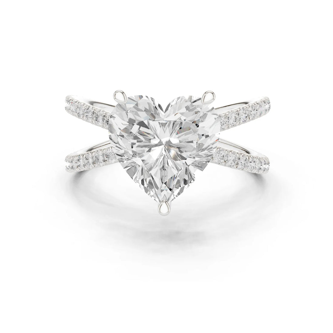 Heart Cut Diamond Split Shank Engagement Ring