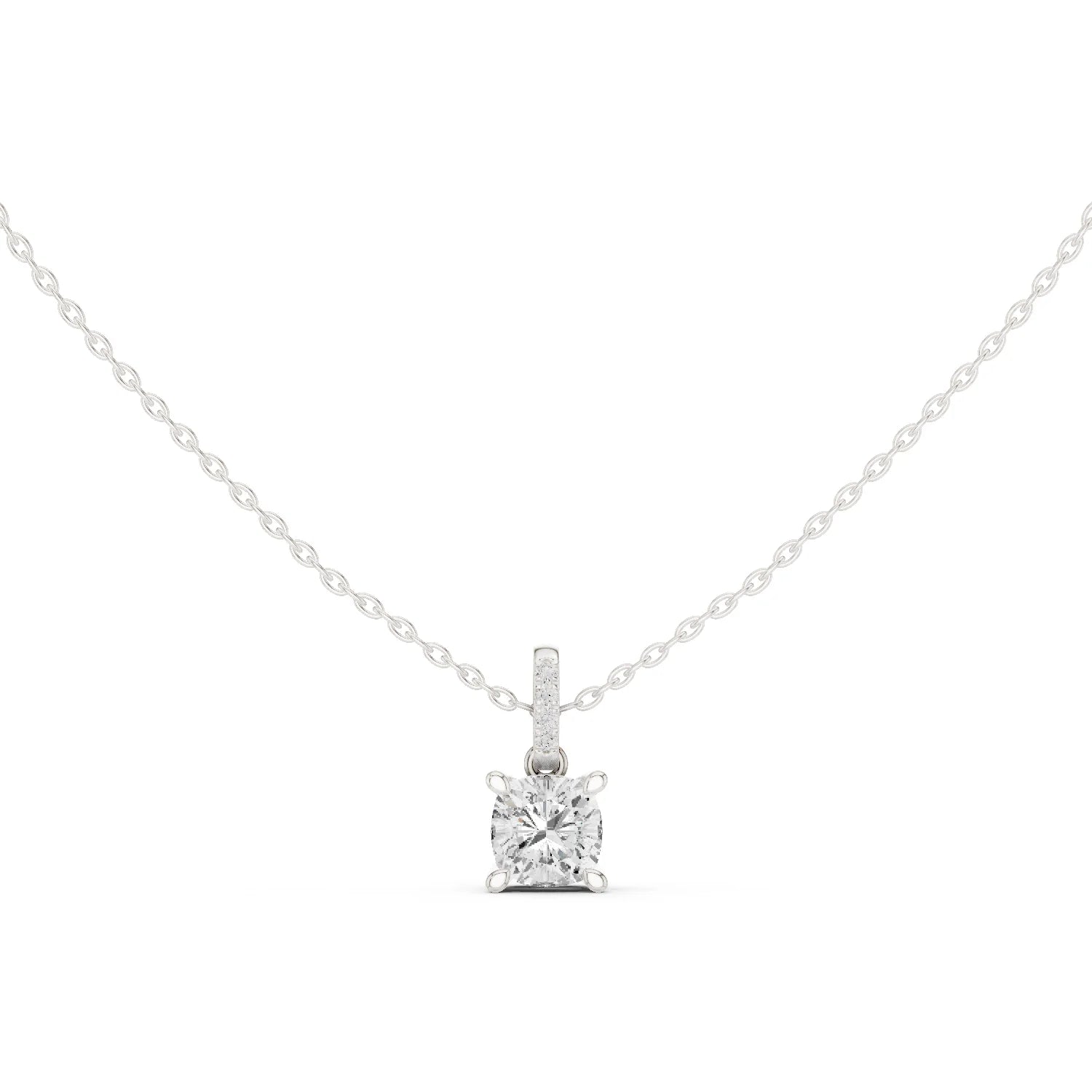 Lunaria Cushion Solitaire Diamond Pendant