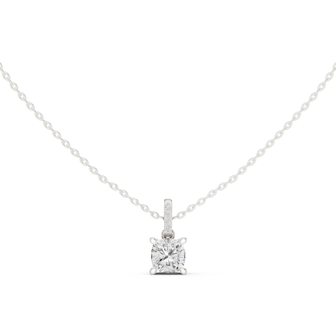 Lunaria Cushion Solitaire Diamond Pendant