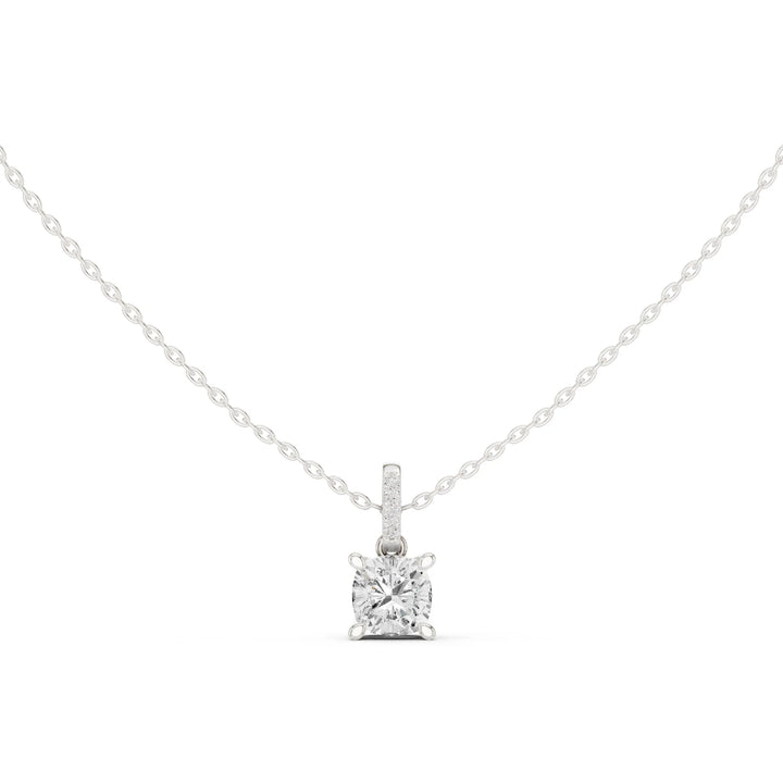 Lunaria Cushion Solitaire Diamond Pendant