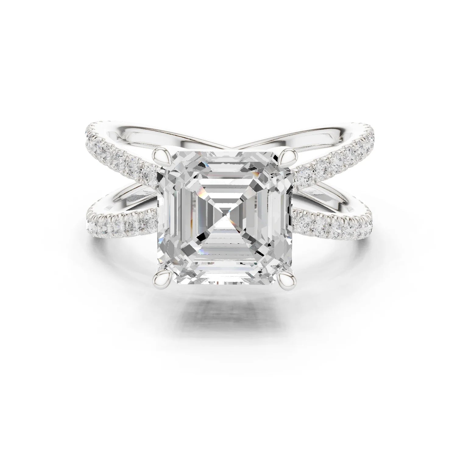 Asscher Cut Diamond Split Shank Engagement Ring